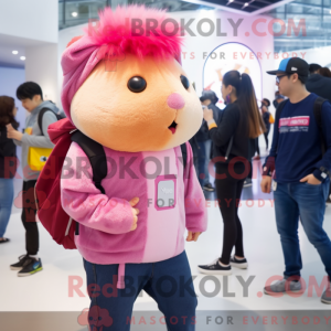 Pink marsvin maskot kostume...