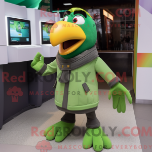 Grøn Toucan maskot kostume...