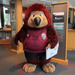 Maroon Kiwi mascot costume...