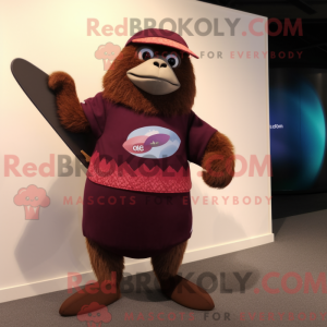 Maroon Kiwi mascot costume...