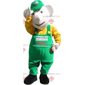 Mascotte pupazzo di neve con berretto e tuta - Redbrokoly.com