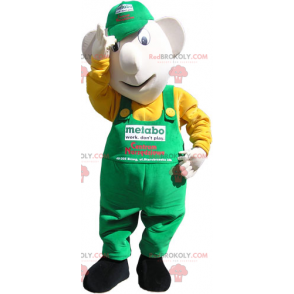 Maskot sněhuláka s čepicí a kombinézou - Redbrokoly.com