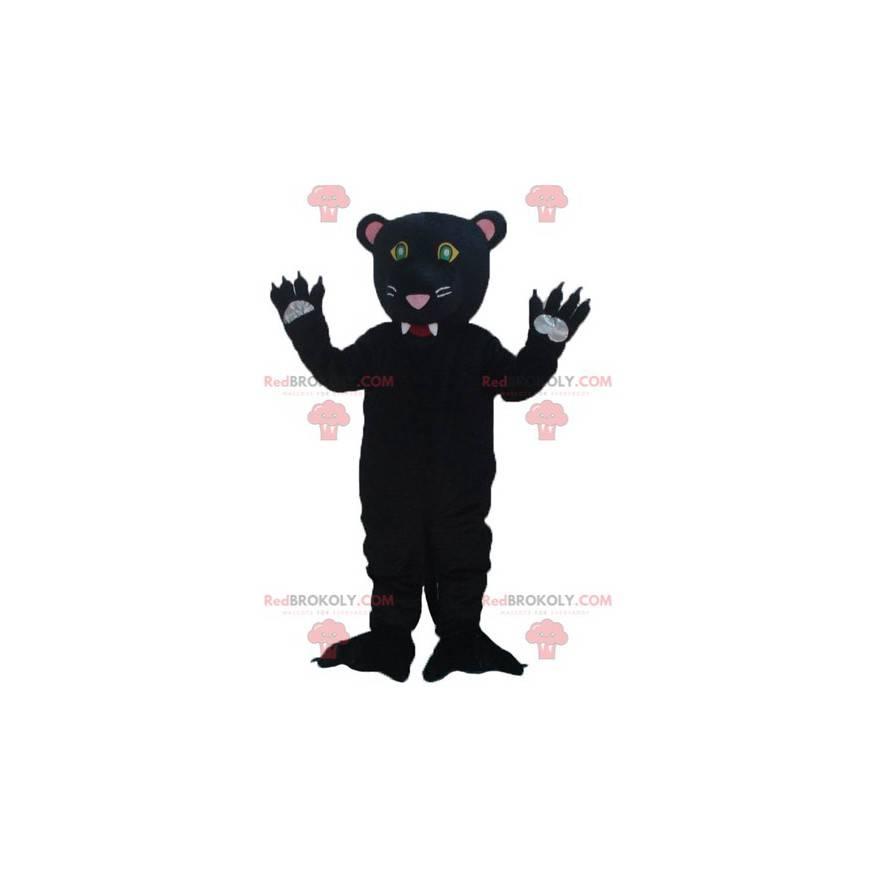Sehr süßes und sehr realistisches schwarzes Panther-Maskottchen