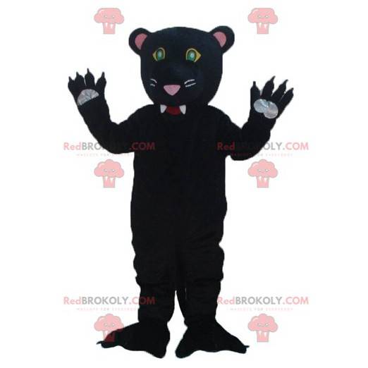 Sehr süßes und sehr realistisches schwarzes Panther-Maskottchen