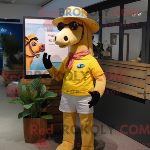 Yellow Horse maskot kostume...