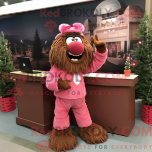 Brun Pink maskot kostume...