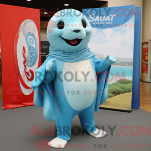 Sky Blue Sea Lion maskot...