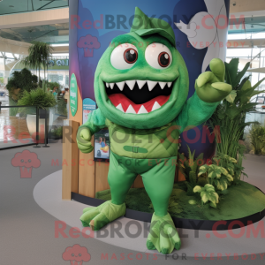 Green Piranha mascot...