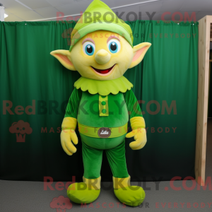 Lime Green Elf mascot...