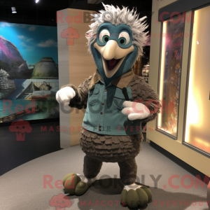 Gray Peacock mascot costume...