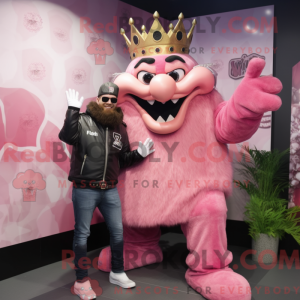 Pink King maskot kostume...