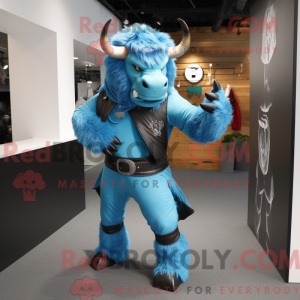 Himmelblå Minotaur maskot...
