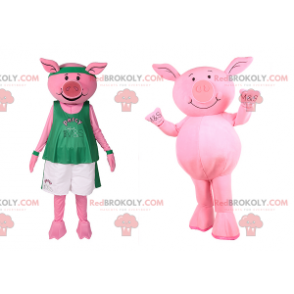 Mascota de cerdo en ropa deportiva - Redbrokoly.com