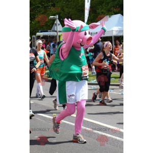 Schweinemaskottchen in Sportbekleidung - Redbrokoly.com