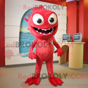 Rød Barracuda maskot...