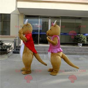 Mascotte couple de kangourou - Redbrokoly.com