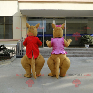 Mascotte couple de kangourou - Redbrokoly.com