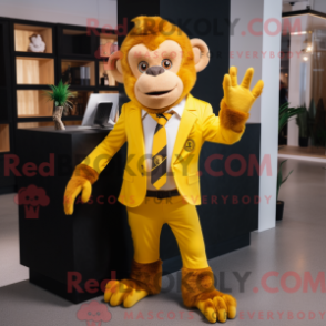 Fantasia de mascote macaco amarelo com blazer e palmilhas - Macacos Mascotes - REBROKO_284053 - RedBrokoly.com