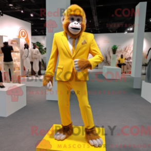 Fantasia de mascote macaco amarelo com blazer e palmilhas - Macacos Mascotes - REBROKO_284054 - RedBrokoly.com