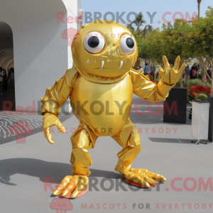 Gold Crab mascot costume...