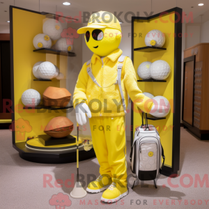 Gul golfbold maskot kostume...