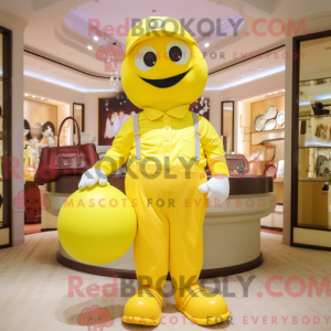 Gul golfbold maskot kostume...