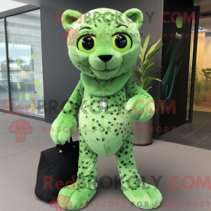 Lime grønn leopard maskot...