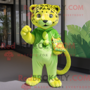 Limegrøn leopard maskot...