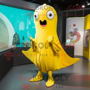 Gul Stingray maskot kostume...