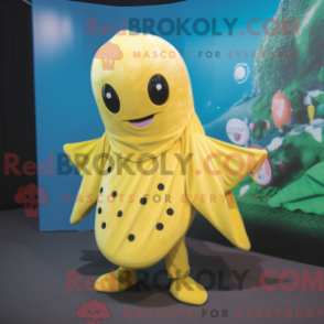 Fantasia de mascote de Raia Amarela com macacão e cachecóis - Mascotes arraias - REBROKO_284169 - RedBrokoly.com