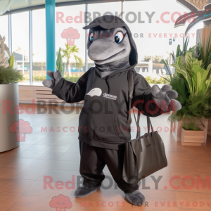 Svart delfinmaskotkostyme...