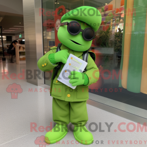 Lime Green Soldier mascot...