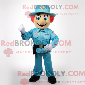 Cyan Fire Fighter maskot...