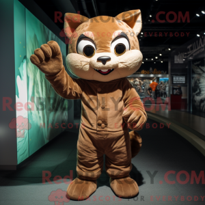 Bruine kat mascotte kostuum...