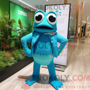Turkis Frog maskot kostume...