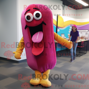 Magenta Hot Dog Maskottchen...