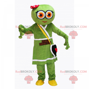 Alien mascot with dress and heart bag - Redbrokoly.com