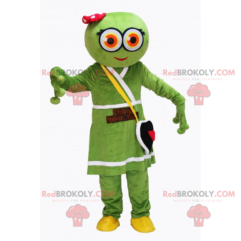 Mascotte d'Alien avec robe et sac cœur - Redbrokoly.com