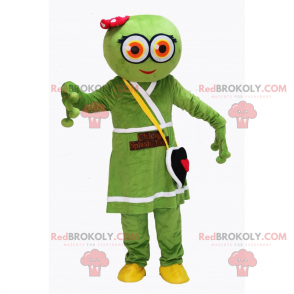 Außerirdisches Maskottchen mit Kleid und Herztasche -
