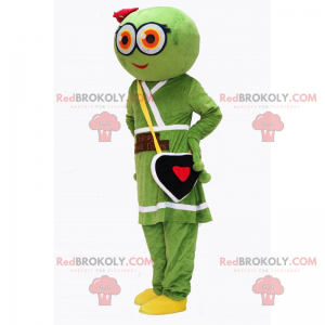 Mascota alienígena con vestido y bolso de corazón -