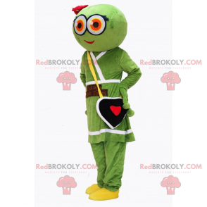 Mascotte aliena con vestito e borsa cuore - Redbrokoly.com