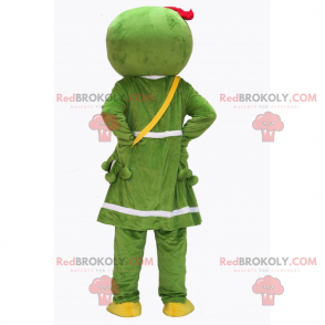 Alien mascotte met jurk en hartzak - Redbrokoly.com