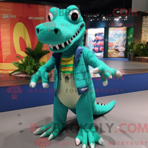 Turquoise Crocodile mascot...
