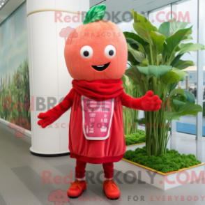 Fantasia de mascote de nabo vermelho com macacão e cachecóis - Mascotes de nabo - REBROKO_284609 - RedBrokoly.com