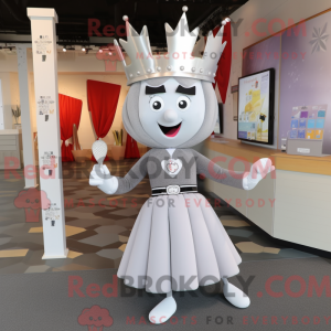 Grå Queen Maskot Drakt...