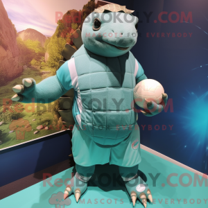 Blågrøn Glyptodon maskot...
