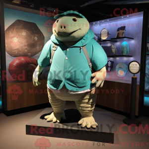 Blågrøn Glyptodon maskot...