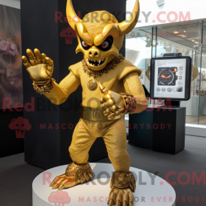 Gold Demon maskot kostym...