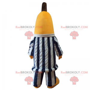 Mascote banana em traje de prisioneiro - Redbrokoly.com