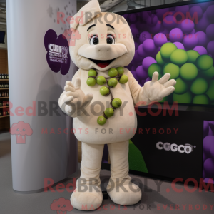 Beige druif mascottekostuum...